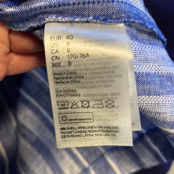 Linen blend blue striped skirt. - Picture 7 of 10